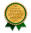 Icon which notes that Wilmington, NC HVAC Company Advanced Air Solutions is a recipient of a Super Service Award from Angie's List