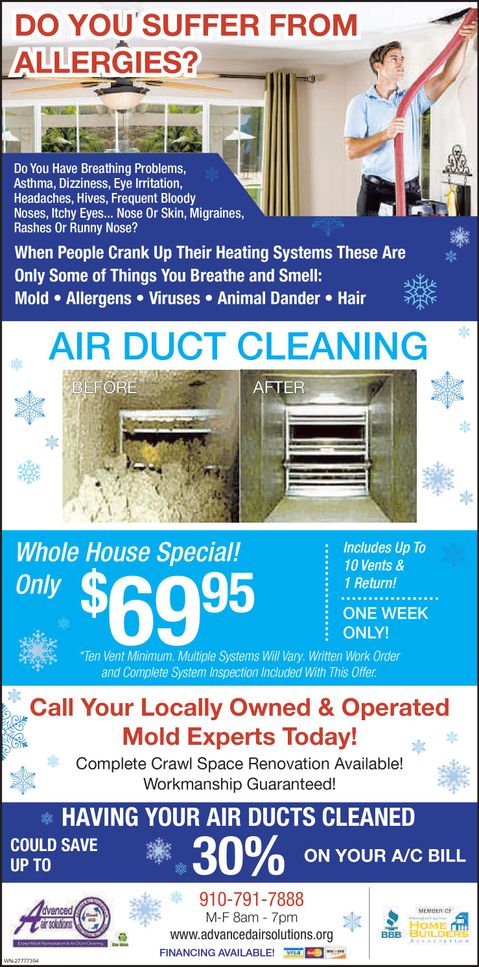 Coupons for the services of structural repair company Advanced Air Solutions in Wilmington, NC