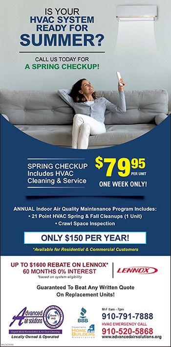 Coupons for the indoor air quality services of Advanced Air Solutions in Wilmington, NC